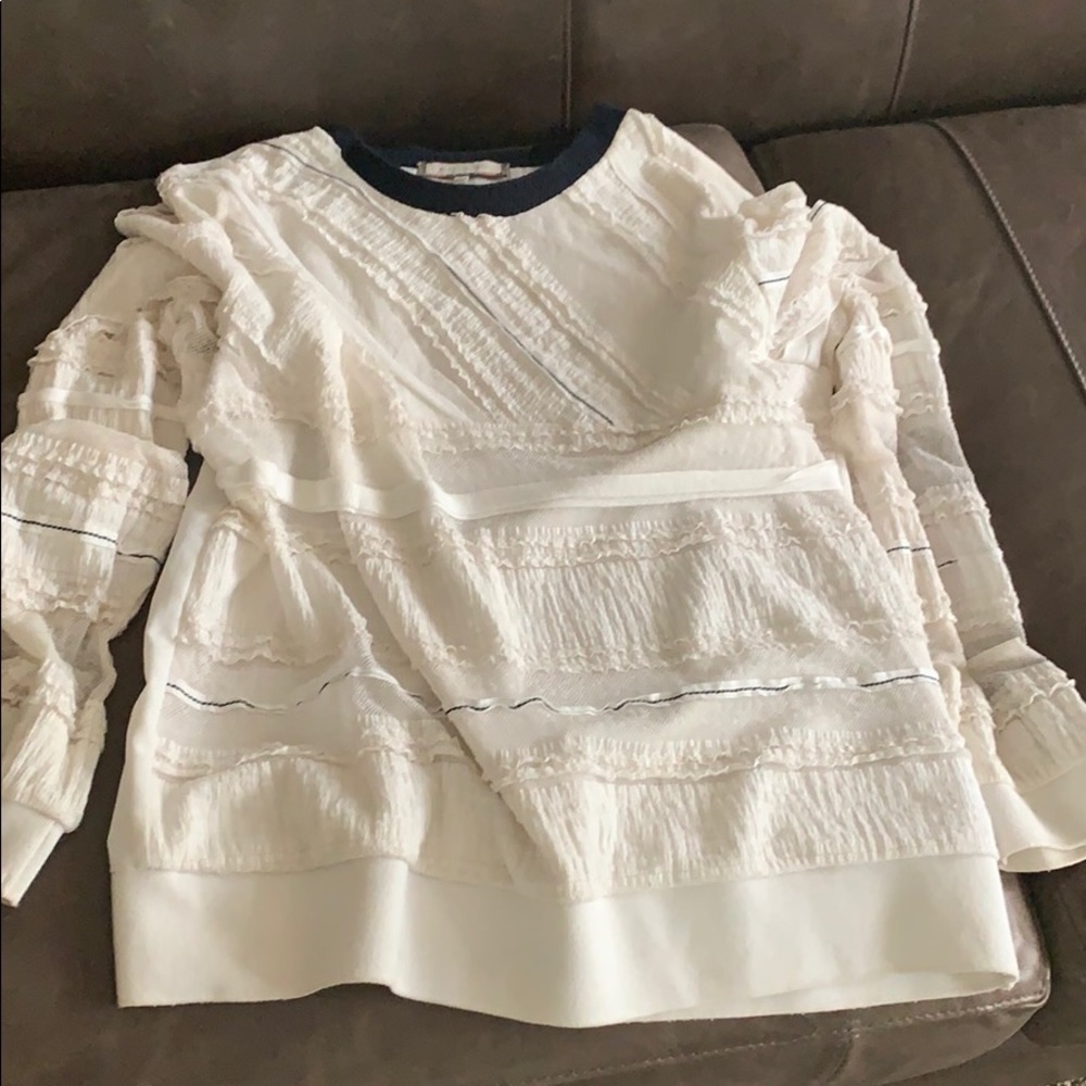 White mix media top